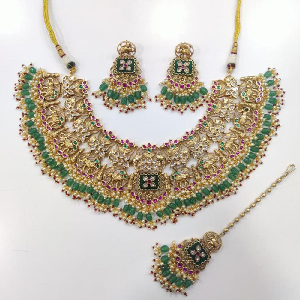 Tanish Art Jewellery Royal Pota Stone And Pearl Necklace Set 