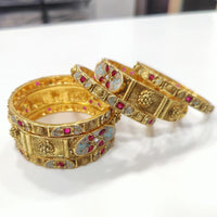 Tanish Art Jewellery Heritage Pota Stone And Meenakari Bangles Set