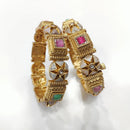 Tanish Art Jewellery Heritage Pota Stone And Meenakari Openable Bangles Set