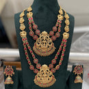 Tanish Art Jewellery Designer Pota Stone And Pearl Temple Double Necklace Set