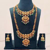 Tanish Art Jewellery Designer Pota Stone And Pearl Temple Double Necklace Set