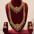Tanish Art Jewellery Designer Pota Stone And Pearl Temple Double Necklace Set
