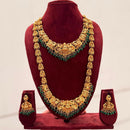 Tanish Art Jewellery Designer Pota Stone And Pearl Temple Double Necklace Set