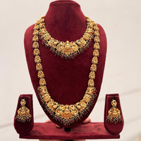Tanish Art Jewellery Designer Pota Stone And Pearl Temple Double Necklace Set