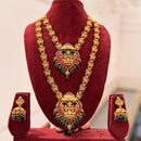 Tanish Art Jewellery Designer Pota Stone And Pearl Temple Double Necklace Set