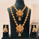 Tanish Art Jewellery Designer Pota Stone And Pearl Temple Double Necklace Set