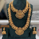 Tanish Art Jewellery Designer Pota Stone And Pearl Temple Double Necklace Set