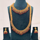 Tanish Art Jewellery Designer Pota Stone And Pearl Temple Double Necklace Set