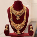 Tanish Art Jewellery Designer Pota Stone And Pearl Temple Double Necklace Set