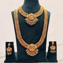 Tanish Art Jewellery Designer Pota Stone And Pearl Temple Double Necklace Set