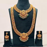 Tanish Art Jewellery Designer Pota Stone And Pearl Temple Double Necklace Set
