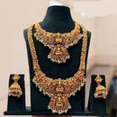 Tanish Art Jewellery Designer Pota Stone And Pearl Temple Double Necklace Set