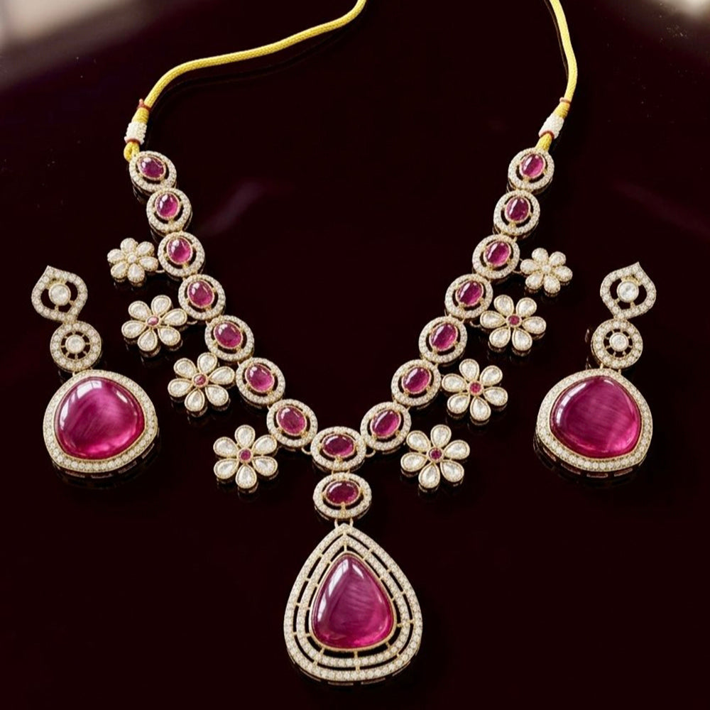 Tanish Art Jewellery Premium Pota Stone Ethnic Necklace Set 