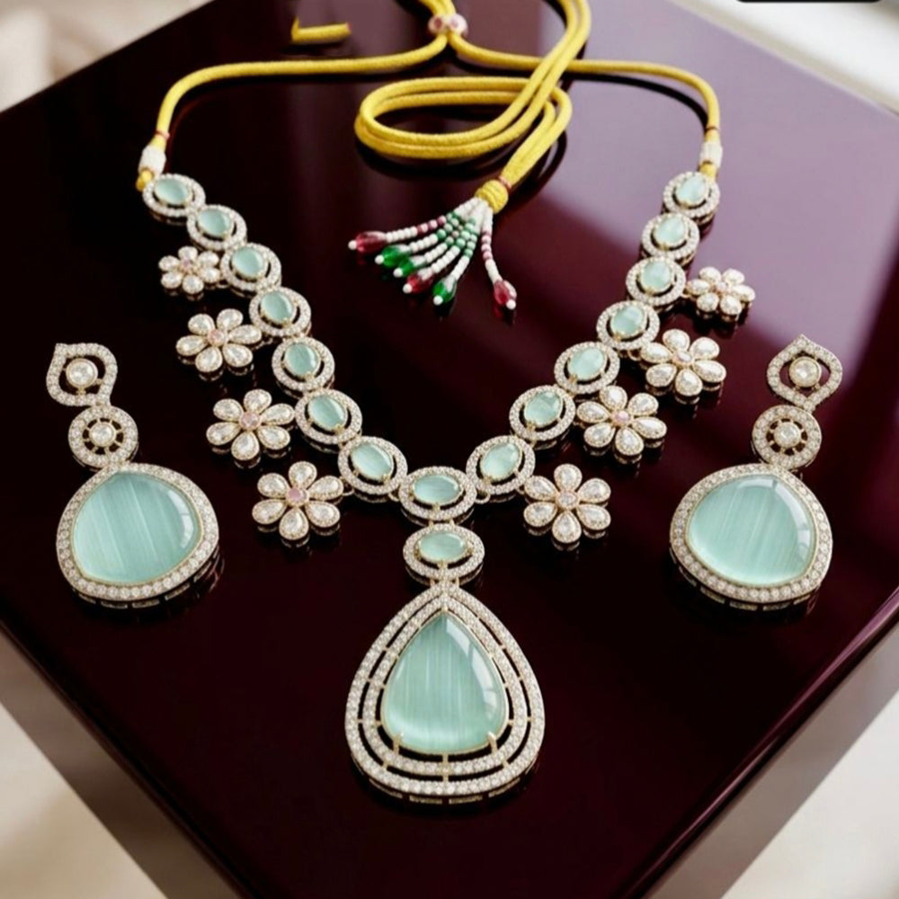 Tanish Art Jewellery Premium Pota Stone Ethnic Necklace Set