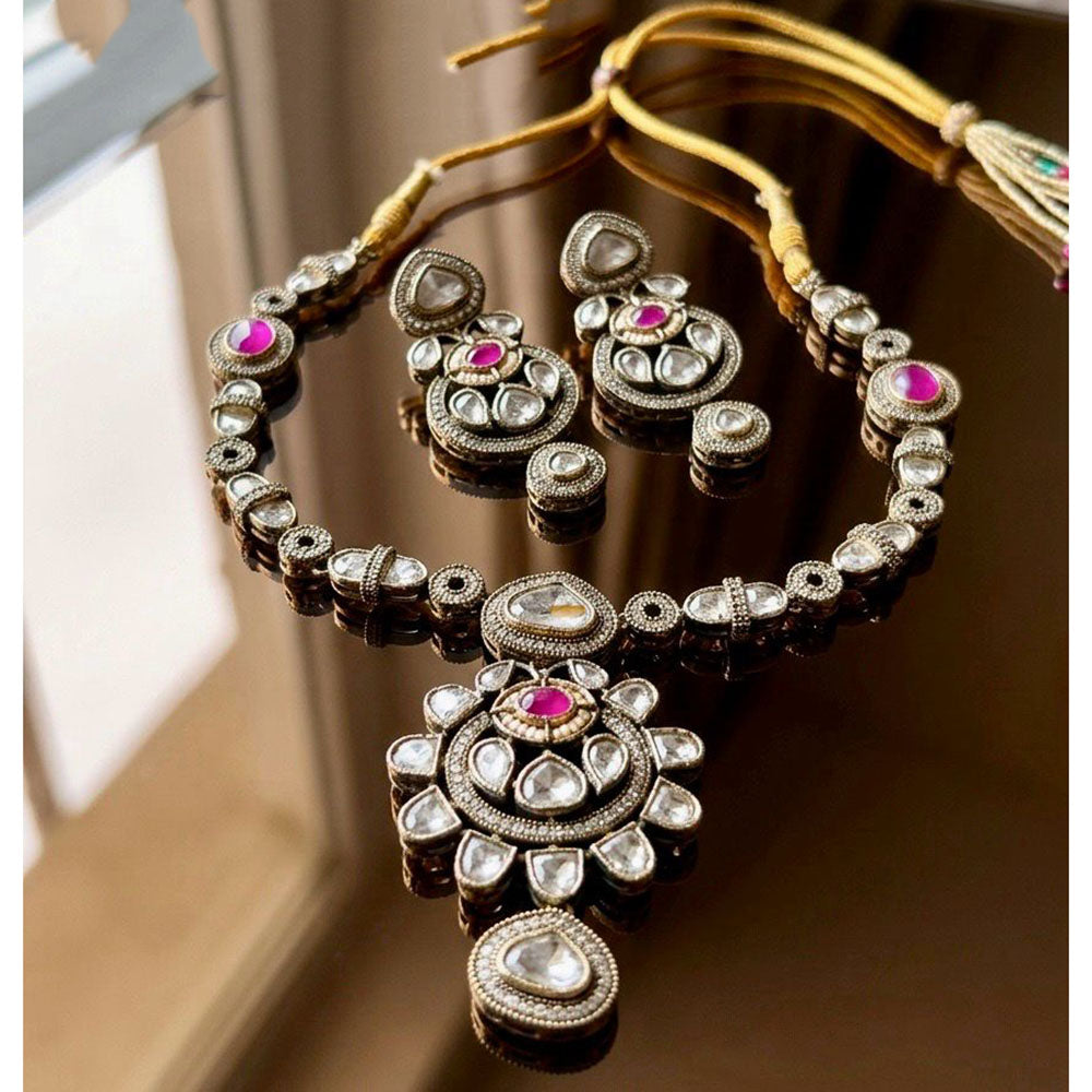 Tanish Art Jewellery Designer Pota And Polki Kundan Stone And Pearl Necklace Set