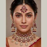 Tanish Art Jewellery Heritage Kundan Stone And Pearl Bridal Choker Necklace Set