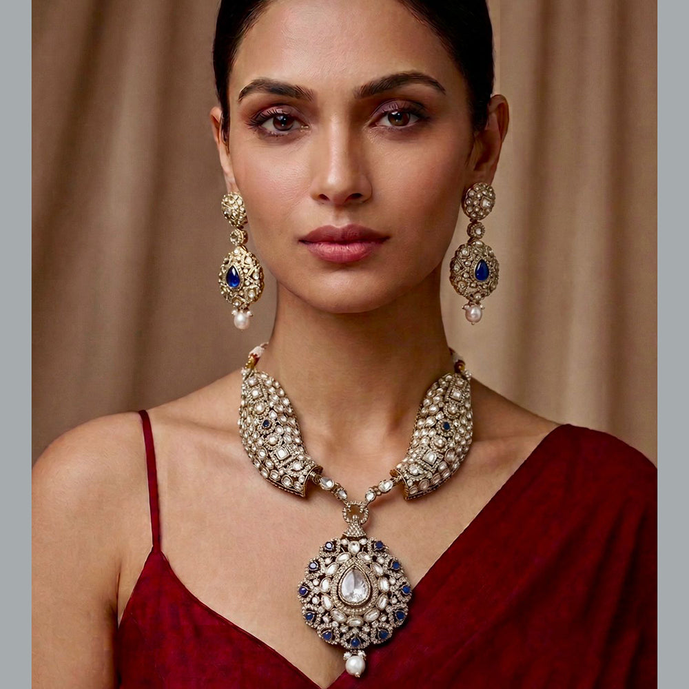 Tanish Art Jewellery Graceful Polki Kundan And Pearl Designer Necklace Set