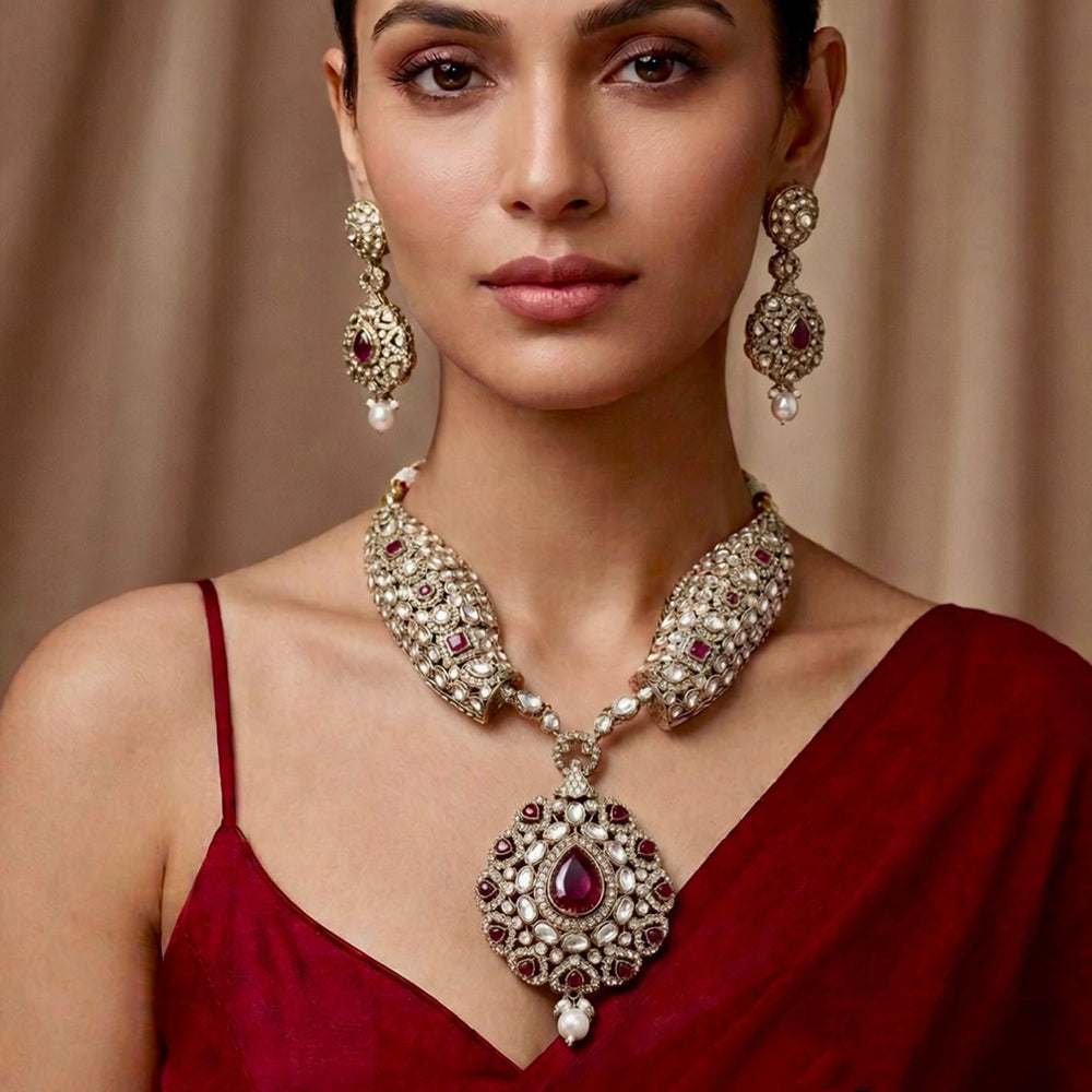 Tanish Art Jewellery Graceful Polki Kundan And Pearl Designer Necklace Set