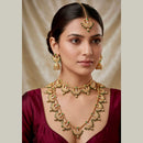 Tanish Art Jewellery Elegant Pota Stone And Pearl Dual Necklace Set