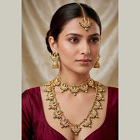 Tanish Art Jewellery Elegant Pota Stone And Pearl Dual Necklace Set