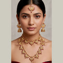 Tanish Art Jewellery Elegant Pota Stone And Pearl Dual Necklace Set