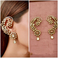 Tanish Art Jewellery Royal American  Diamond Earcuff Dangler Earrings