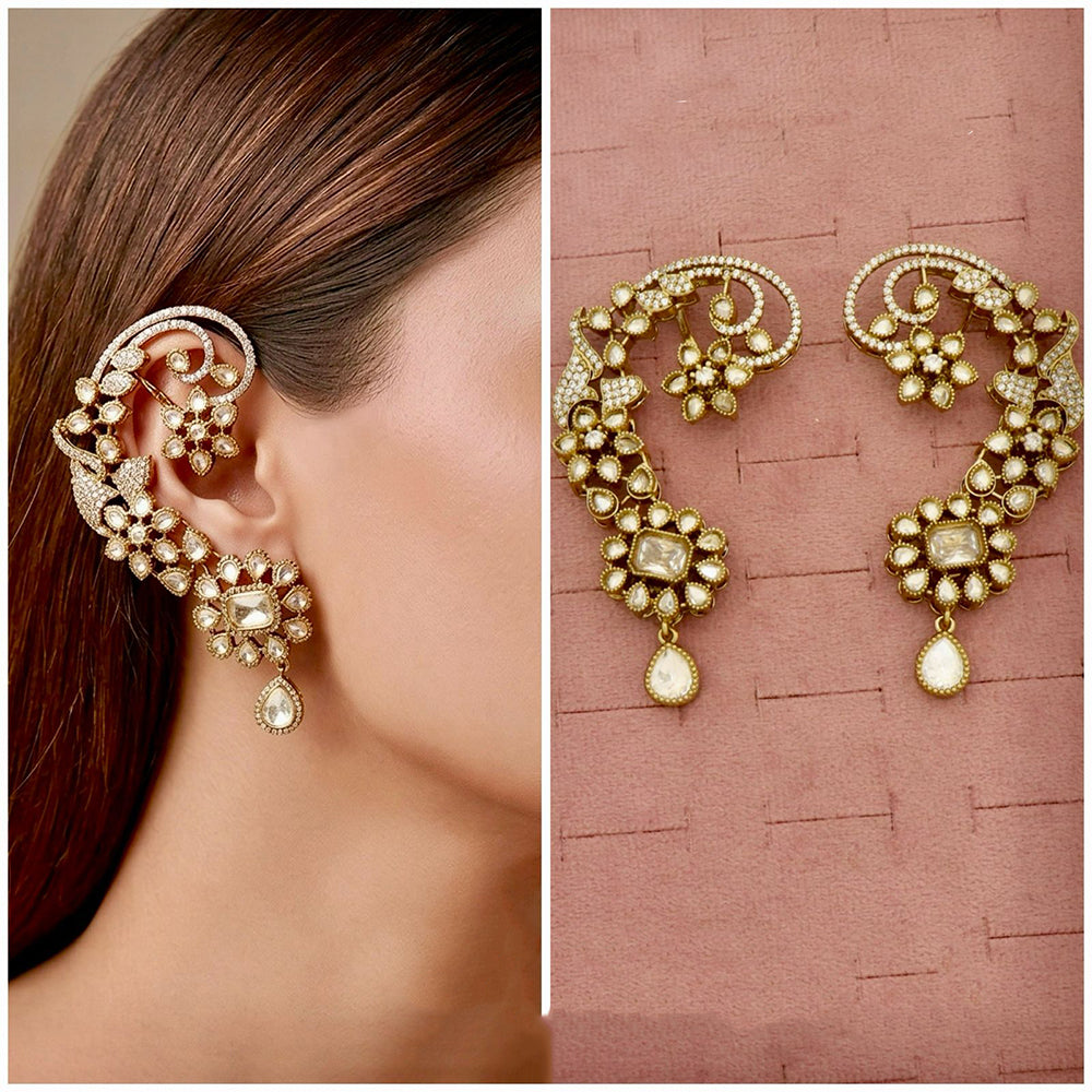Tanish Art Jewellery Royal American  Diamond Earcuff Dangler Earrings