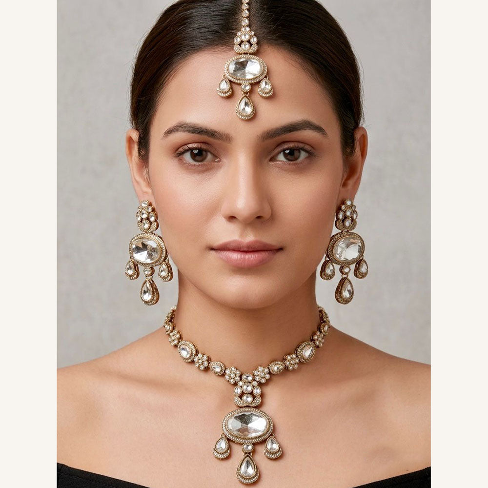 Tanish Art Jewellery Pota Stone Necklace Set