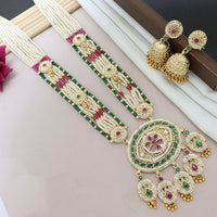 Tanish Art Jewellery Classic Pota Stone And Pearl Long Necklace Set