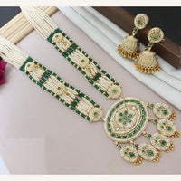 Tanish Art Jewellery Classic Pota Stone And Pearl Long Necklace Set