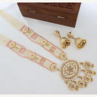 Tanish Art Jewellery Classic Pota Stone And Pearl Long Necklace Set