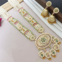 Tanish Art Jewellery Classic Pota Stone And Pearl Long Necklace Set