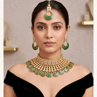 Tanish Art Jewellery Elegant Pota Stone And Meenakari Choker Necklace Set
