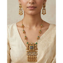 Tanish Art Jewellery Pota Stone And Pearl Necklace Set 
