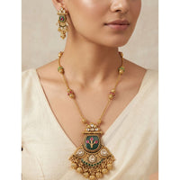 Tanish Art Jewellery Pota Stone And Pearl Necklace Set 