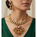 Tanish Art Jewellery Pota Stone And Pearl Necklace Set 