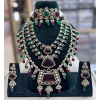 Tanish Art Jewellery Pota Stone Pearl And Beads Double Necklace Set