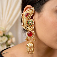 Tanish Art Jewellery Kundan Stone And Beads Heavy Jhumki Earrings