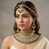 Tanish Art Jewellery Graceful Kundan Stone Semi-Bridal Choker Necklace Set