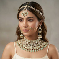 Tanish Art Jewellery Graceful Kundan Stone Semi-Bridal Choker Necklace Set