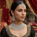 Tanish Art Jewellery Glamorous American Diamond Choker Pearl Necklace Set