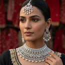 Tanish Art Jewellery Glamorous American Diamond Choker Pearl Necklace Set