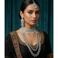 Tanish Art Jewellery Grand Polki Kundan Pearl And Beads Double Necklace Set