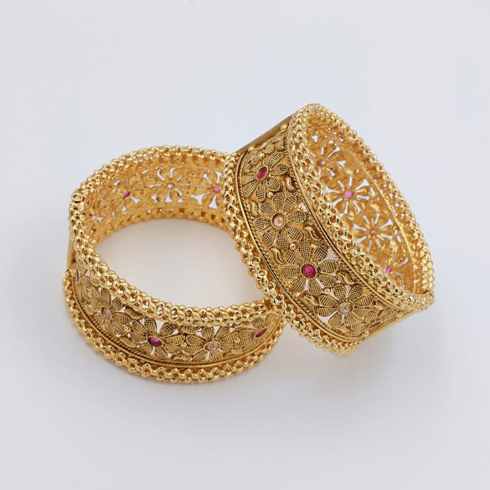 Tanish Art Jewellery Heritage Pota Stone Openable Bangles Set