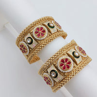 Tanish Art Jewellery Heritage Pota Stone And Pearl Openable Bangles Set