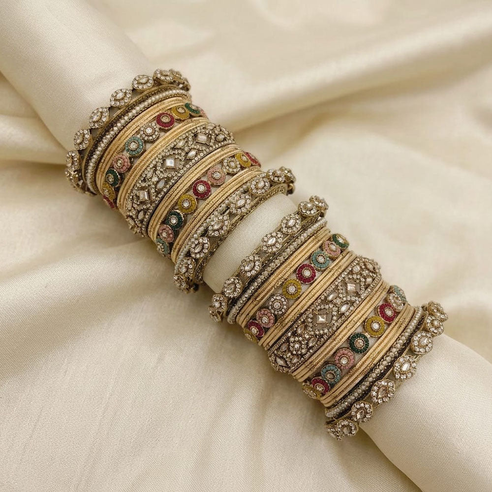 Tanish Art Jewellery Austrian Stone And Pearl Bridal Bangles Set
