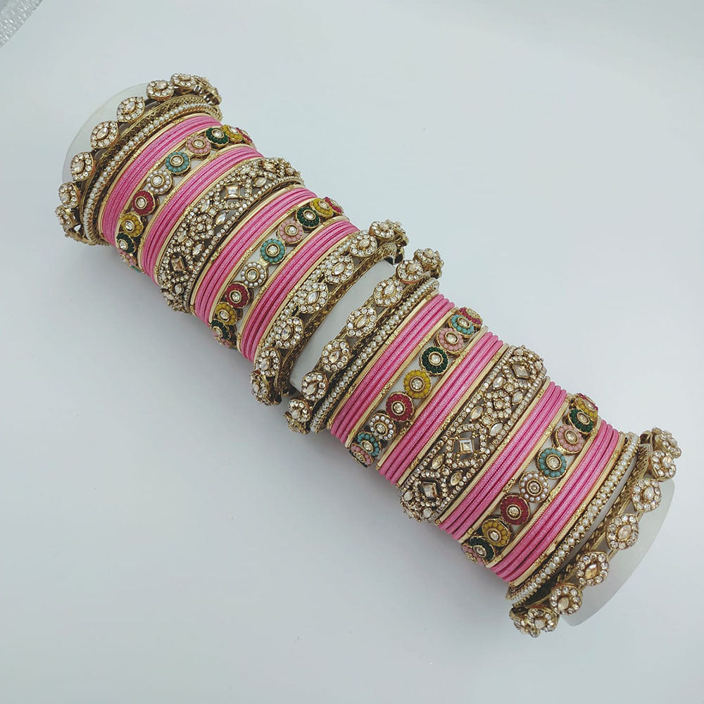 Tanish Art Jewellery Austrian Stone And Pearl Bridal Bangles Set