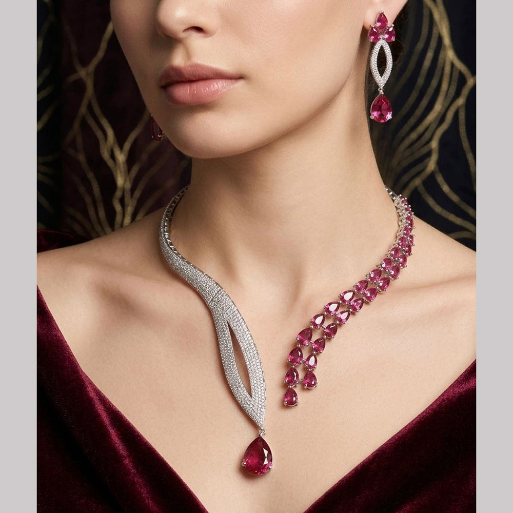 Tanish Art Jewellery Stunning American Diamond Royal Necklace Set