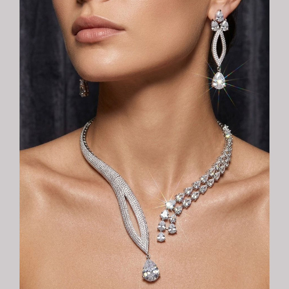 Tanish Art Jewellery Stunning American Diamond Royal Necklace Set