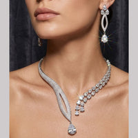 Tanish Art Jewellery Stunning American Diamond Royal Necklace Set